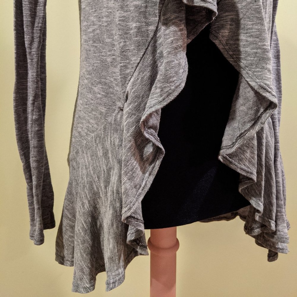 Gray Ruffled Lace Cardigan - Picture 6 of 7